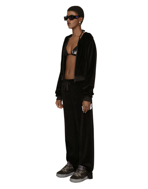 COTTON CHENILLE JOGGING PANTS WITH DGVIB3 EMBROIDERY