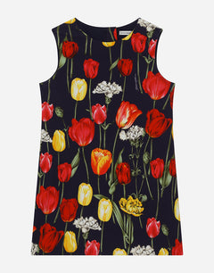 INTERLOCK DRESS WITH TULIP PRINT