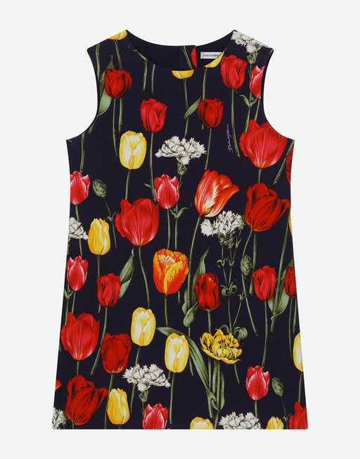 INTERLOCK DRESS WITH TULIP PRINT