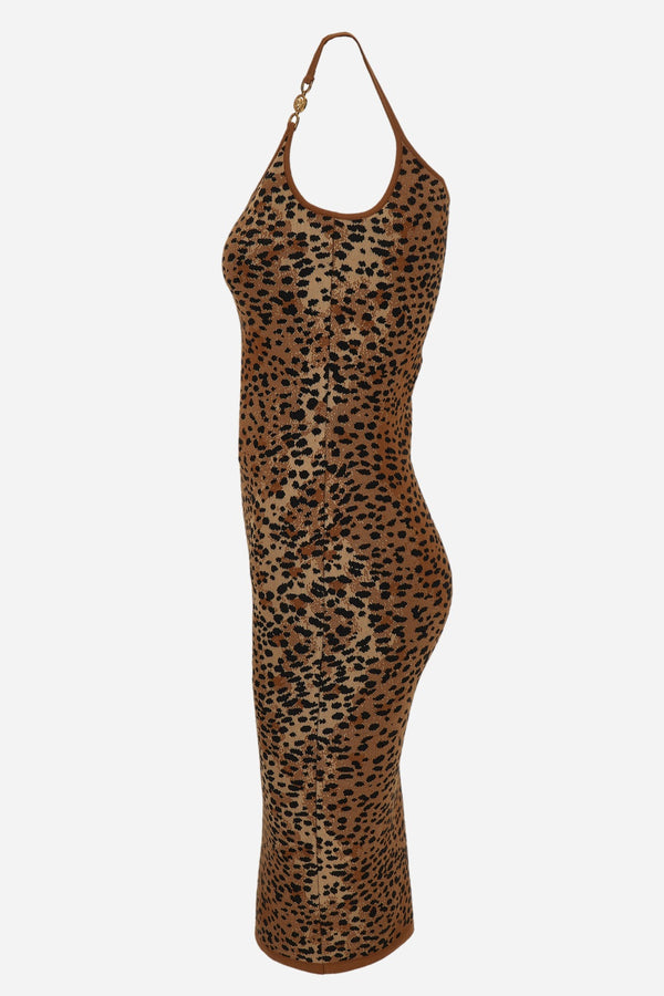 Knit Dress In Leopard Jacquard Viscose