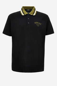 Polo In Cotton Piquet + Versace Milano Embroidery