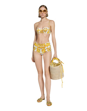 MAJOLICA-PRINT BALCONETTE BIKINI TOP AND BOTTOMS