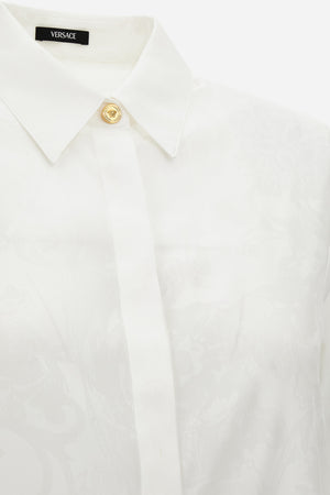 Formal Shirt In Crepe De Chine Silk Blend Baroque Stencil Print