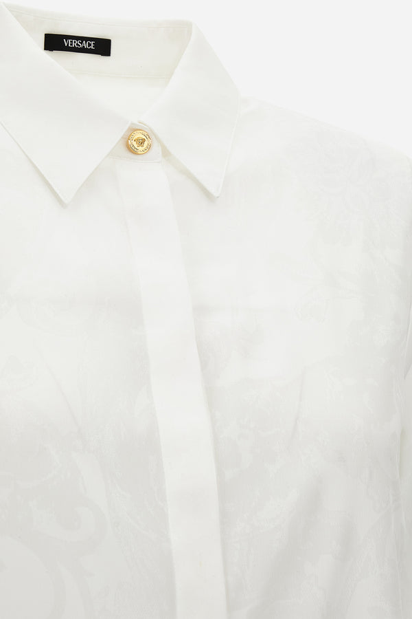 Formal Shirt In Crepe De Chine Silk Blend Baroque Stencil Print