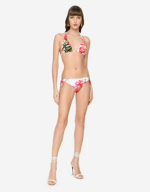 CARNATION-PRINT PADDED TRIANGLE BIKINI
