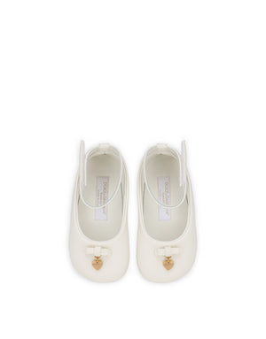 NAPPA LEATHER BALLET FLATS WITH ANKLE STRAP AND CHARM