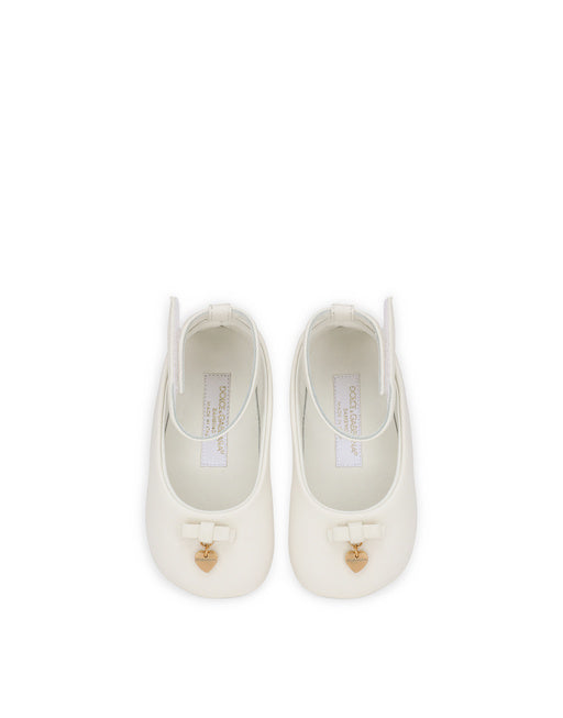 NAPPA LEATHER BALLET FLATS WITH ANKLE STRAP AND CHARM