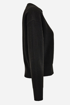 Knit Sweater In Barocco Leaf Embroidery + Sequins Leaf Rws Wool
