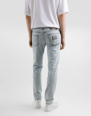 SLIM-FIT STRETCH COTTON JEANS WITH TAG