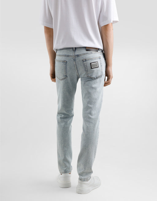 SLIM-FIT STRETCH COTTON JEANS WITH TAG