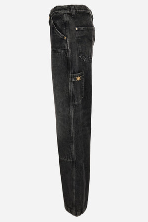 Pant Denim In Stone Wash Black Denim Fabric