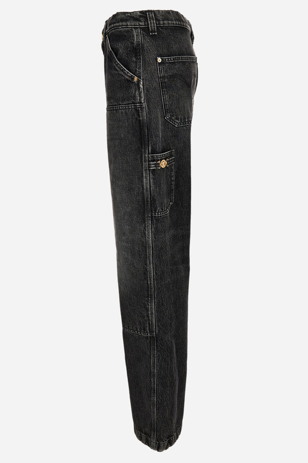 Pant Denim In Stone Wash Black Denim Fabric