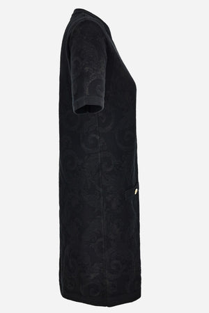 Knit Dress In Barocco Leafy Viscose Blend Jacquard