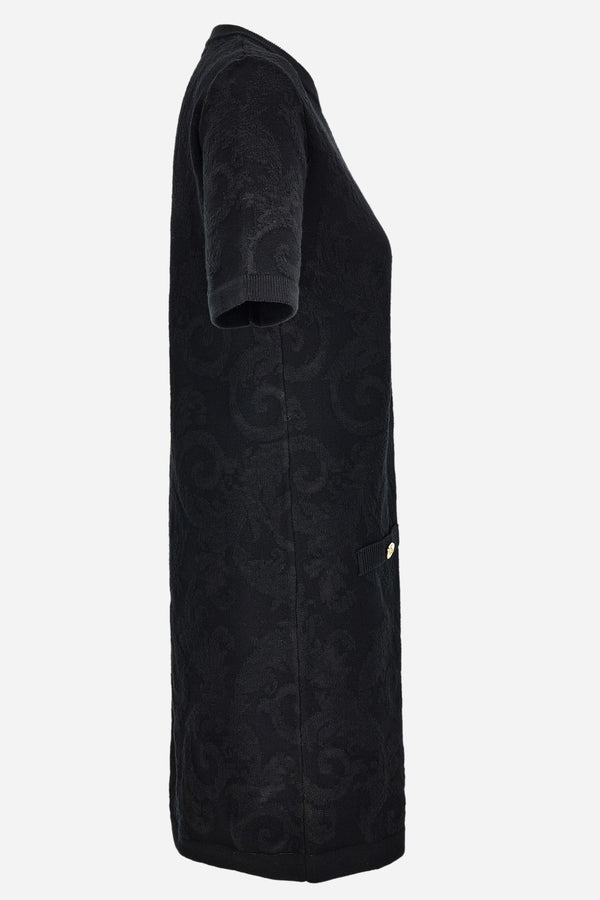 Knit Dress In Barocco Leafy Viscose Blend Jacquard