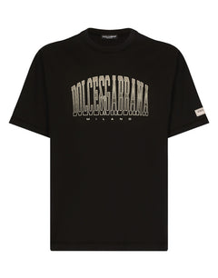 COTTON T-SHIRT WITH DOLCE&GABBANA LOGO PRINT