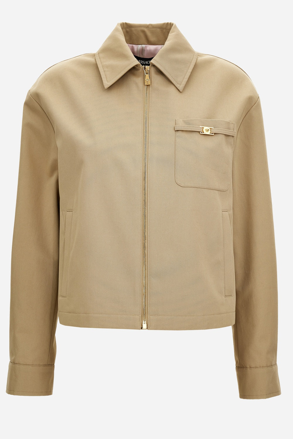 Blouson In Cotton Fabric With Allover Chain Print Lining