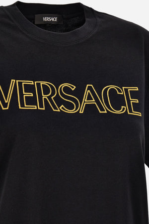 T-Shirt In Jersey Fabric-Versace Outline Embroidery