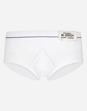 FINE-RIB COTTON BRANDO BRIEFS WITH PATCH