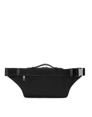 BURGUNDY CALFSKIN LEATHER AND NYLON WAIST BAG