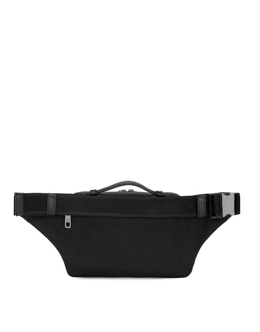 BURGUNDY CALFSKIN LEATHER AND NYLON WAIST BAG