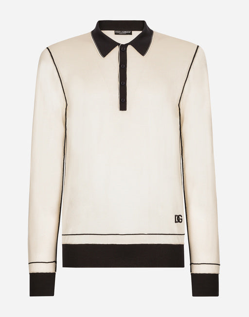 LONG-SLEEVED SILK POLO-SHIRT