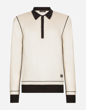 LONG-SLEEVED SILK POLO-SHIRT