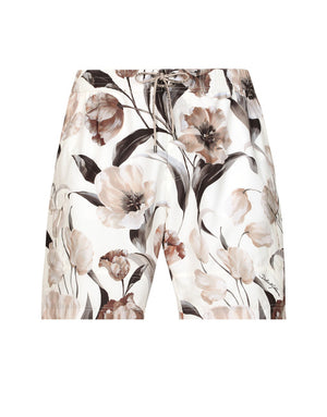 MID-LENGTH TULIP-PRINT CARGO SWIM TRUNKS