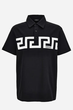 Polo In Jersey Fabric-Greca Print