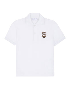 PIQUÉ POLO SHIRT WITH BEE AND CROWN EMBELLISHMENT