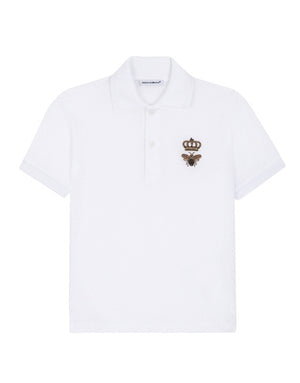 PIQUÉ POLO SHIRT WITH BEE AND CROWN EMBELLISHMENT