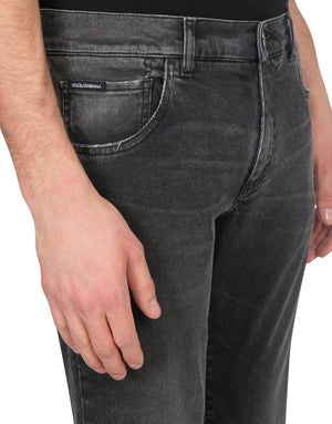 GRAY WASHED STRETCH SKINNY JEANS