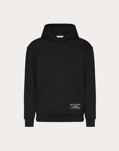Felpa In Cotone Tecnico Con Cappuccio E Etichetta Sartoriale Maison Valentino