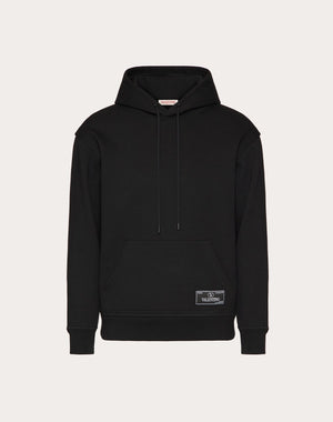 Felpa In Cotone Tecnico Con Cappuccio E Etichetta Sartoriale Maison Valentino