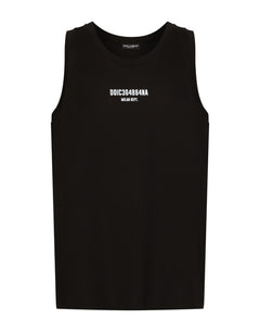 PRINTED COTTON JERSEY SINGLET WITH DGVIB3 PATCH