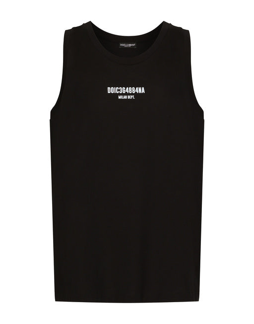 PRINTED COTTON JERSEY SINGLET WITH DGVIB3 PATCH