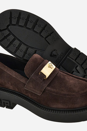 Versace Tank Loafer In Suede-Enamel Hw