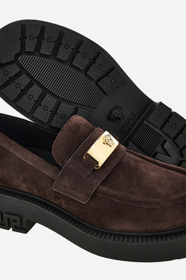 Versace Tank Loafer In Suede-Enamel Hw