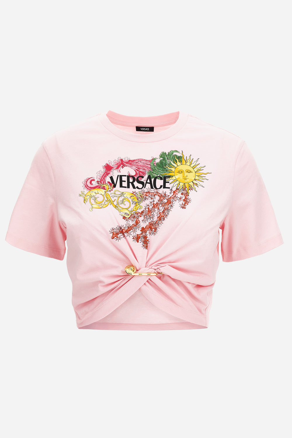 T-Shirt In Jersey With Versace Palm Print