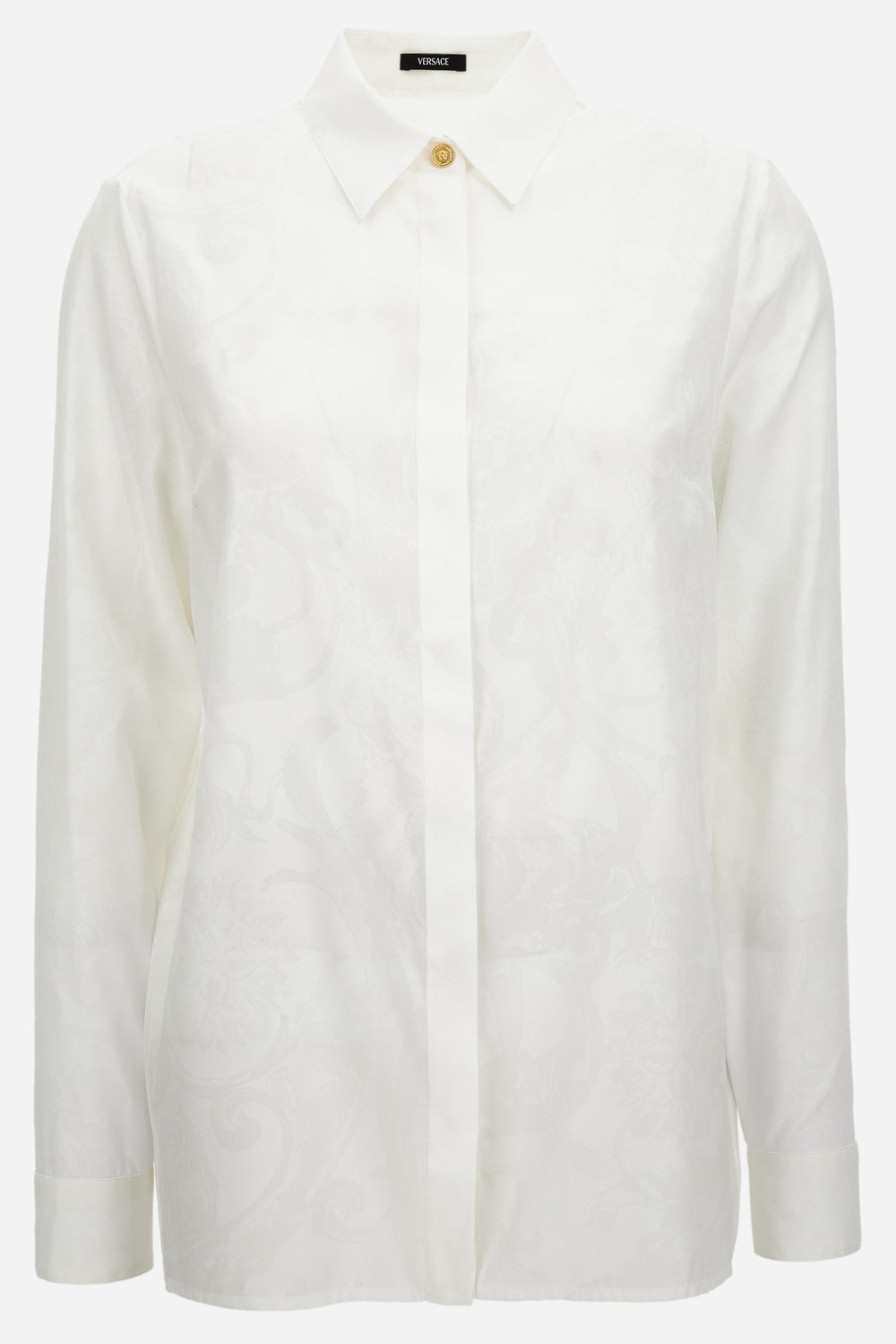 Formal Shirt In Crepe De Chine Silk Blend Baroque Stencil Print