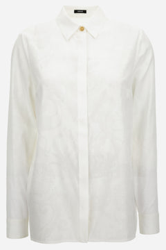 Formal Shirt In Crepe De Chine Silk Blend Baroque Stencil Print