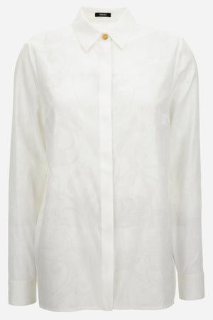 Formal Shirt In Crepe De Chine Silk Blend Baroque Stencil Print