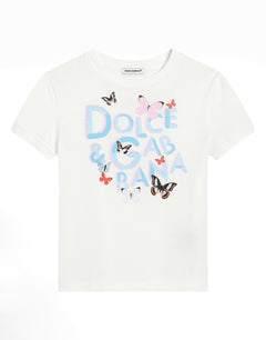 JERSEY T-SHIRT WITH BUTTERFLIES AND DOLCE&GABBANA LOGO