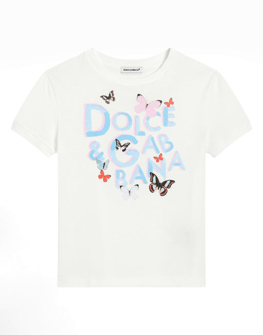 JERSEY T-SHIRT WITH BUTTERFLIES AND DOLCE&GABBANA LOGO
