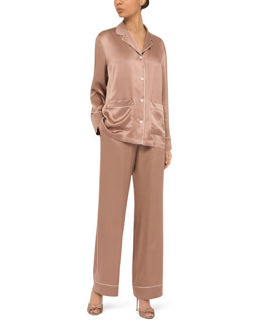 SATIN PAJAMA SHIRT WITH DG EMBROIDERY