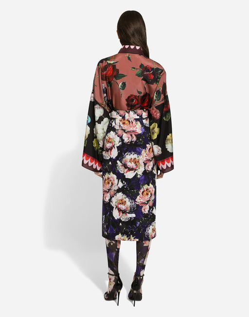 OVERSIZE SILK SHIRT WITH FLORAL PRINT