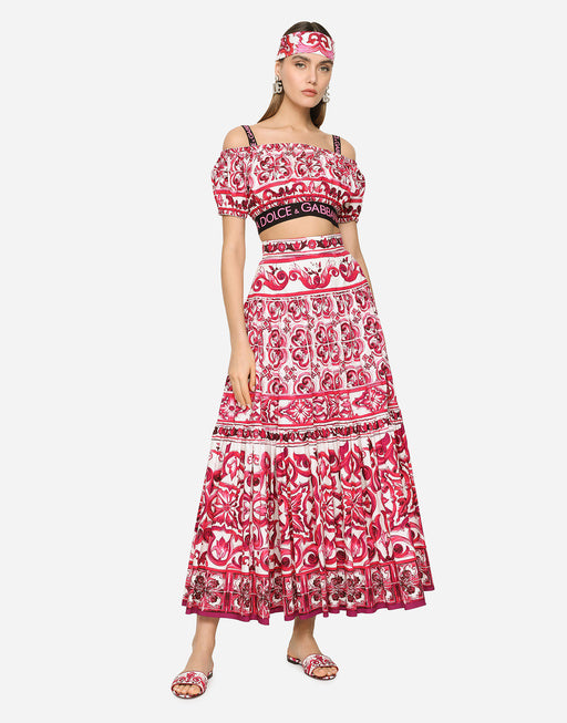MAJOLICA-PRINT POPLIN CROP TOP