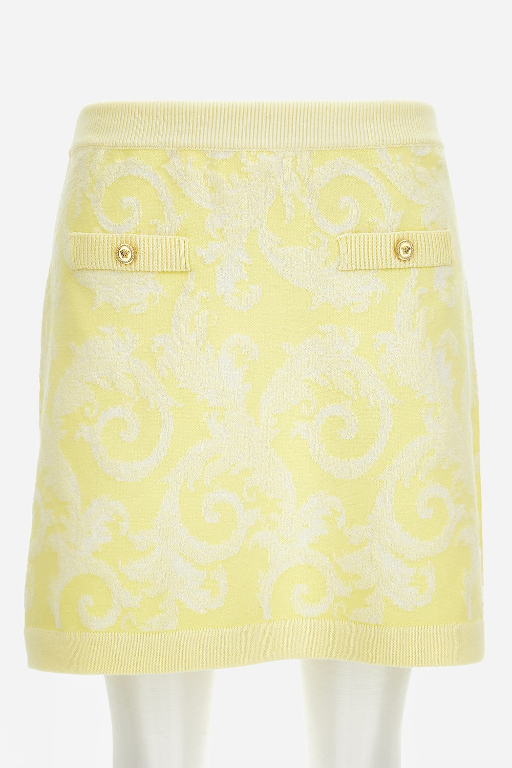 Knit Skirt In Barocco Leafy Viscose Blend Jacquard