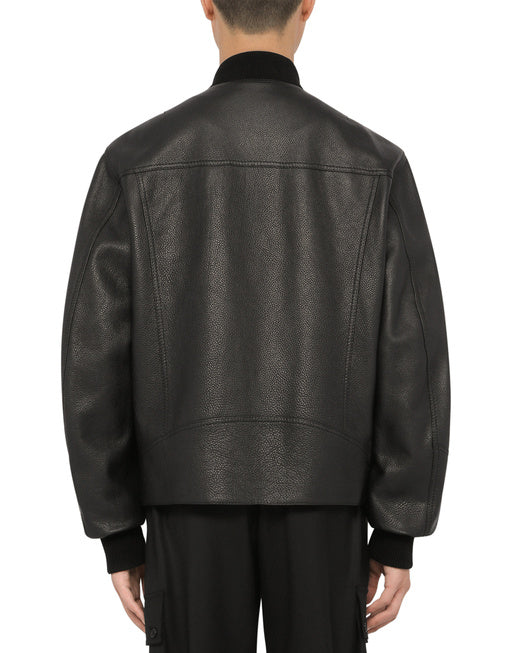 LEATHER JACKET WITH DG LOGO PRINT