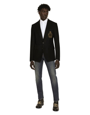 SINGLE-BREASTED WOOL AND CASHMERE JACKET WITH DG PATCH