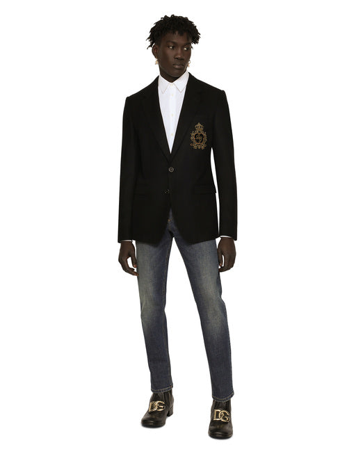 SINGLE-BREASTED WOOL AND CASHMERE JACKET WITH DG PATCH